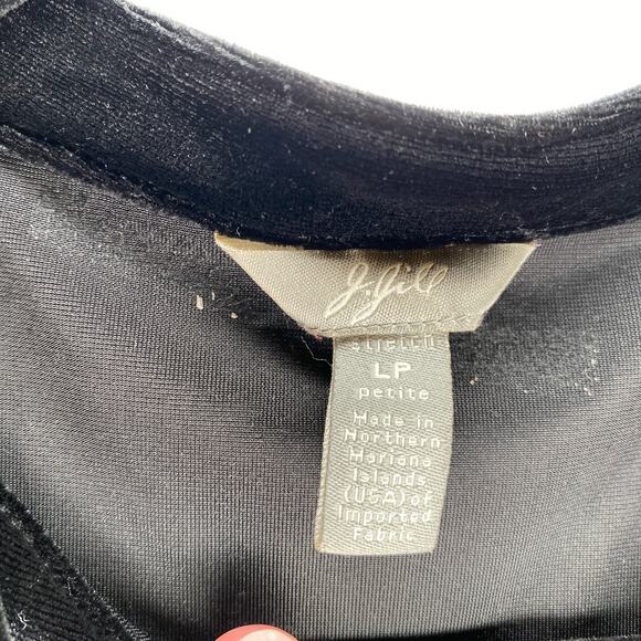 J Jill 90s romantic grunge emo whimsygoth black velour embroidered button up L - Picture 5 of 8